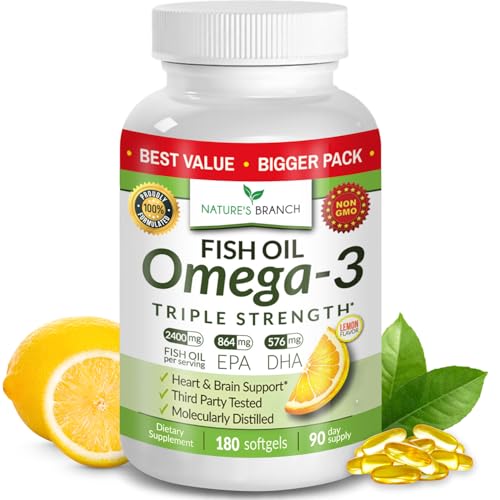 Triple Strength Omega 3 Fish Oil for Heart Health, Brain & Eyes - Product Imagery