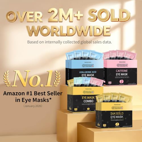 Maskiss Under Eye Patches (25 Pairs), Caffeine Eye Masks for - Product Imagery
