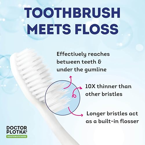 MOUTHWATCHERS Soft Manual Toothbrush, Adults, Flossing Bristles, - Product Imagery