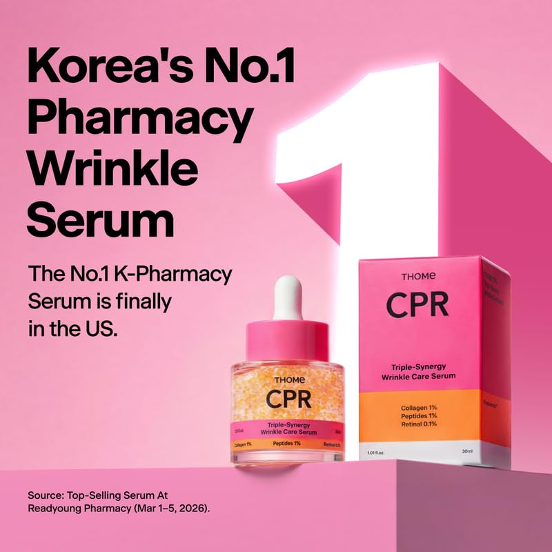 THOME collagen, peptide, and retinal skin serum in a 1.01 fl oz bottle, designed to reduce fine lines and wrinkles.