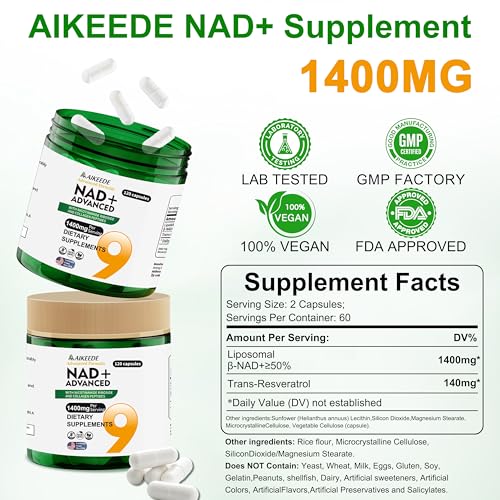 NAD Supplements,Liposomal NAD+ with Resveratrol,1400mg Per - Product Imagery