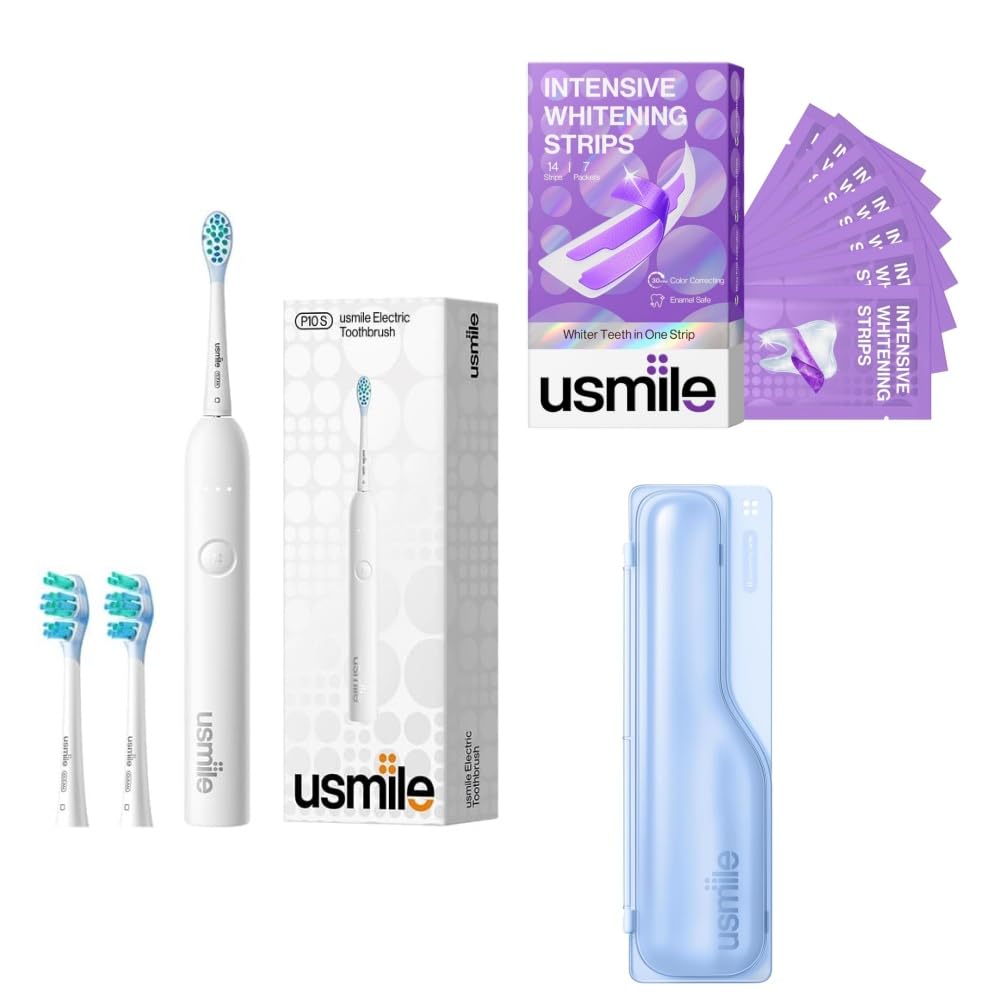 Usmile P10S White Toothbrush, Whitening Strips & Case Bundle