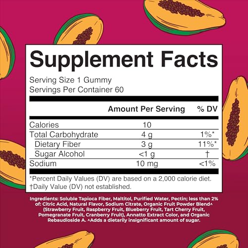 MARYRUTH'S Fiber Gummies for Adults, Sugar Free, 60 Count, 2 - Product Imagery