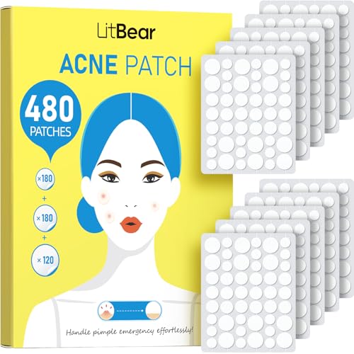 LitBear Pimple Patch Bulk, 480 Patches 3 Size Acne Patches for - Product Imagery