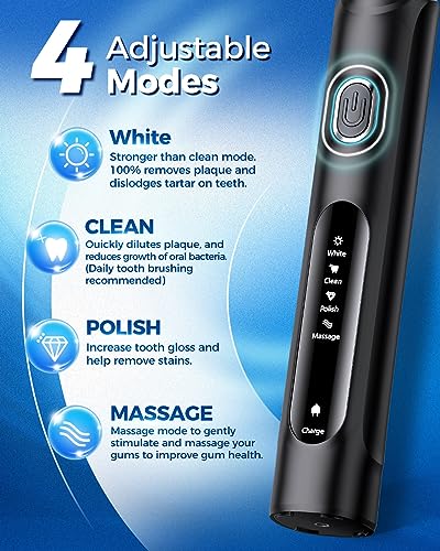 Rotating Electric Toothbrush for Adults, 8 Heads 2 Types, 4 - Product Imagery