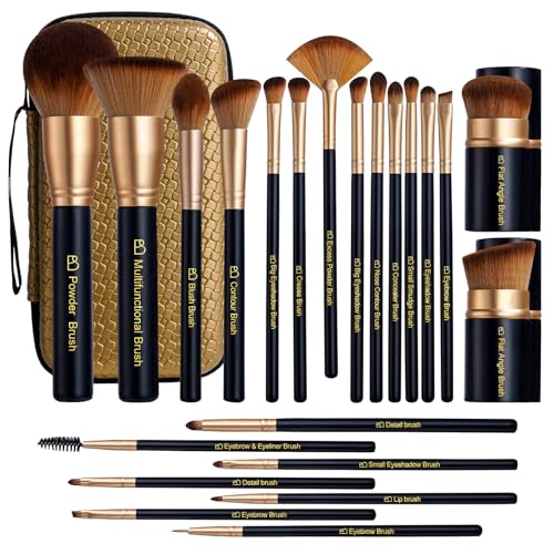BS-MALL Makeup Brushes Set with Kabuki, Powder & Eyeshadow Brushes | Travel Friendly Makeup Kit with Bag | Concealer, Bl