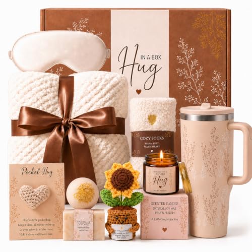 CUISH Get Well Soon Gifts for Women, Self Care Package with Blanket & Tumbler