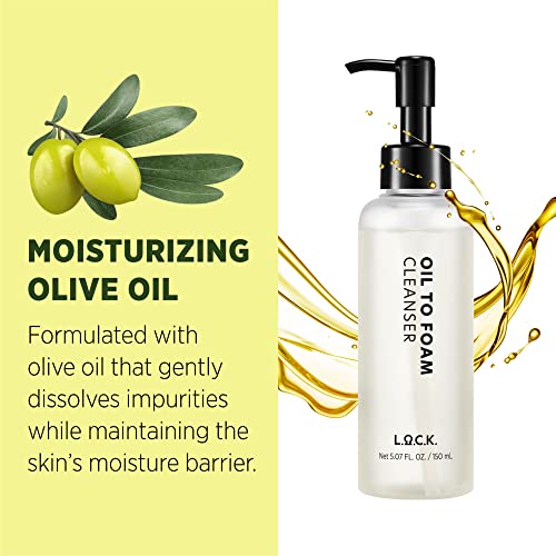 L.O.C.K. Oil To Foam Cleanser - Vegan Olive Based Cleanser, - Product Imagery