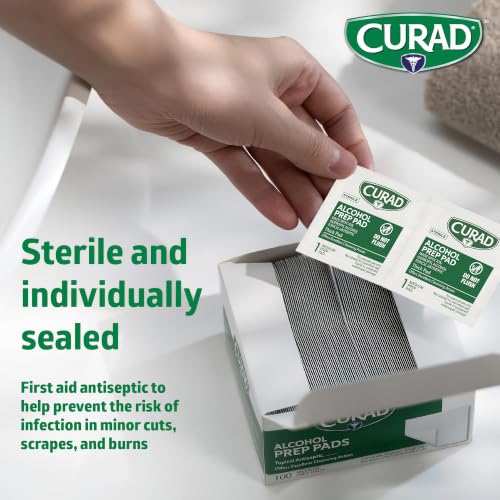 CURAD Alcohol Prep Pads, 400 Count, Medium 70% Isopropyl Alcohol - Product Imagery