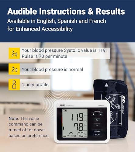 A&D Medical UA-1040TBLE Voice-Guided Bluetooth Blood Pressure - Product Imagery