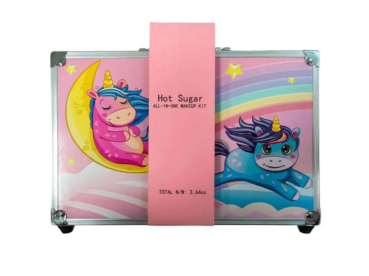 Hot Sugar Makeup Kit with Train Case for Teens (Pink) – packaging and label