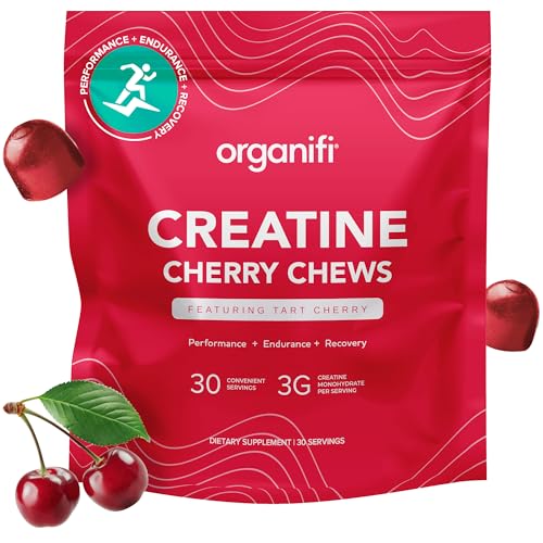 Organifi Creatine Chews - Premium Cherry Chews to Perform, Look, - Product Imagery