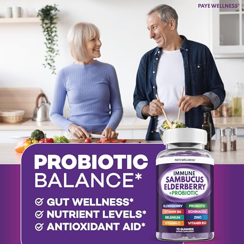 PAYÉ Elderberry Gummies, Vitamin C Immune Support Supplement + - Product Imagery
