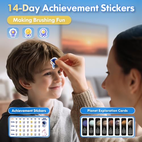 Kids Electric Toothbrush Rechargeable Age 3-5-6-12-18 Year Old, - Product Imagery