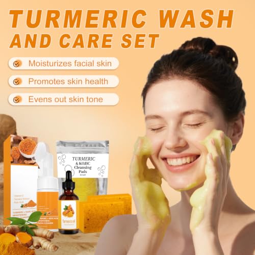 Turmeric Wash and Care 4 Piece Set,Turmeric Skincare Set: - Product Imagery
