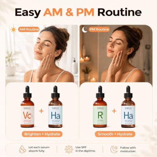 Face Serum Gift Set, Vitamin C Retinol Hyaluronic Acid, 3 x 1 Fl - Product Imagery