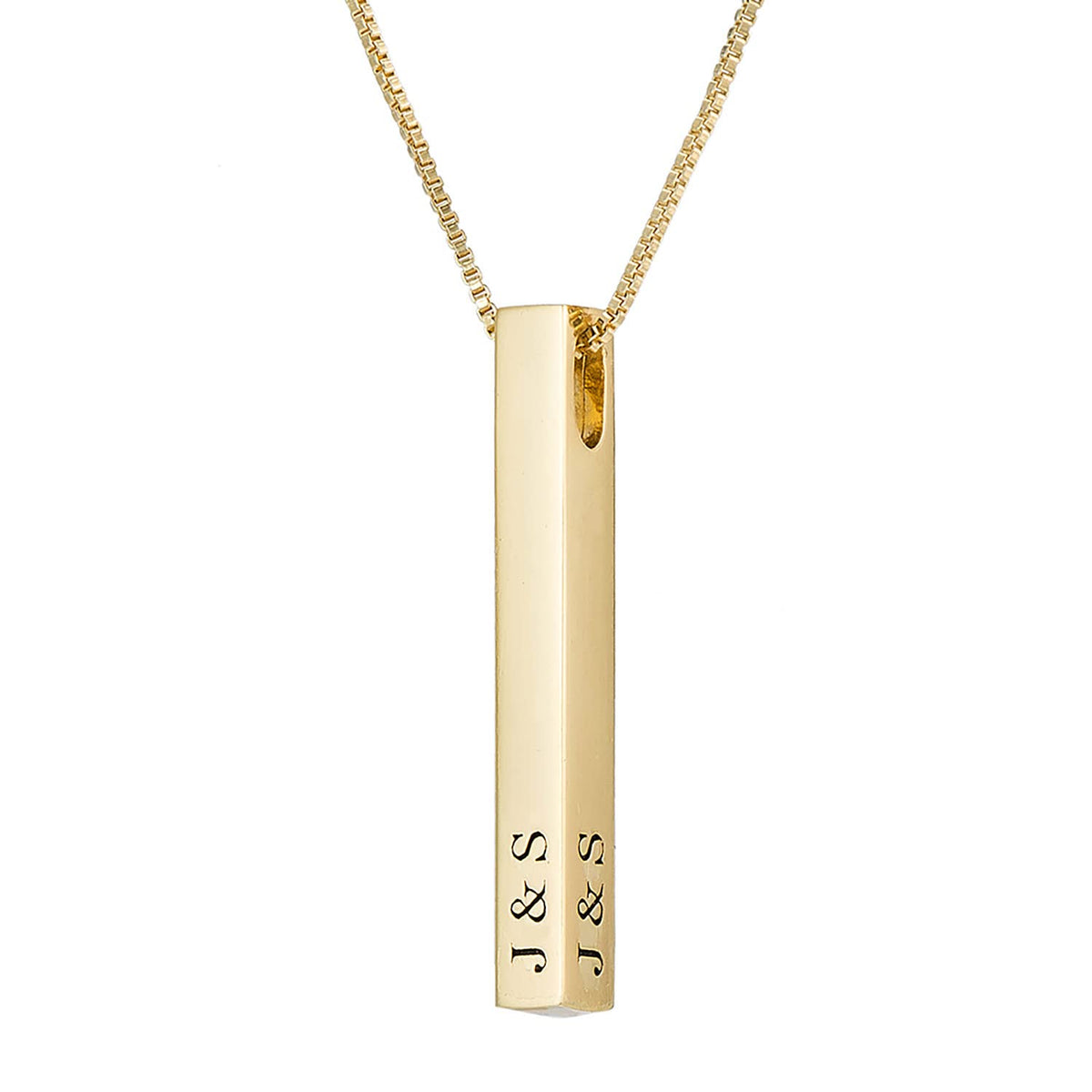 Sterling Silver 3D Engraved Personalized Bar Name Necklace - RESVIVI Official Imagery - 4