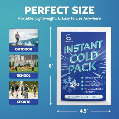 50 Pack Instant Ice Packs for Injuries, Disposable First Aid - Product Imagery