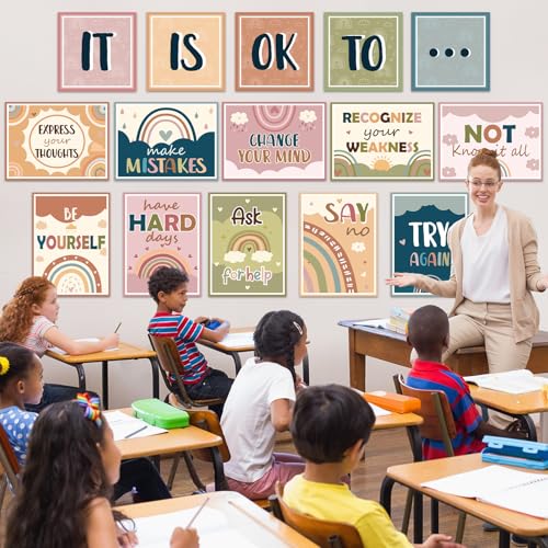Mental Health Posters It's OK to Boho Bulletin Board Decorations - Product Imagery