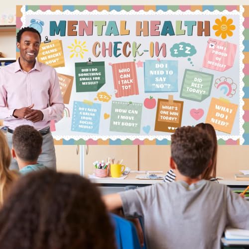 Mental Health Bulletin Board Set Boho Classroom Decoration - Product Imagery