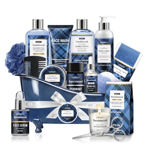 Gifts for Men 16Pcs Sandalwood Bath and Body Set Beard - EIRNAY Official Imagery - 1