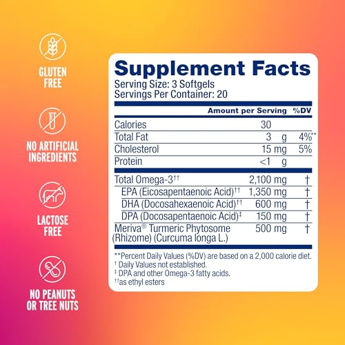 Oceanblue Omega-3 2100 with Turmeric - 60 Softgels (30 Servings) - Product Imagery