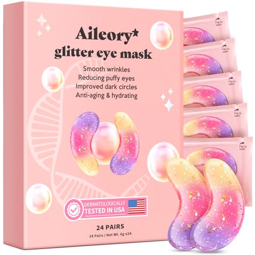 AILEORY Under Eye Patches (24 Pairs) - Tri-color Glitter Eye Gel - Product Imagery