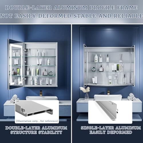 ExBrite LED Lighted Bathroom Medicine Cabinet with Mirror, 24 x - Product Imagery
