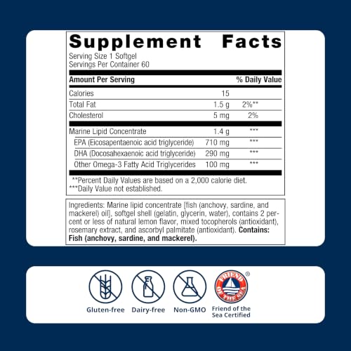 Metagenics OmegaGenics Omega-3 Fish Oil 1000mg EPA DHA, 60 - Product Imagery
