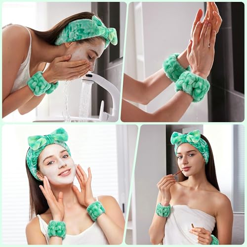 Ztomine Headbands for Women - Spa Headband and Wristband Set - - Product Imagery