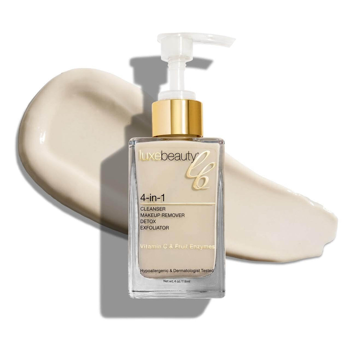 LUXEBEAUTY Luxe Cleanser All-in-One Hypoallergenic Face Cleanser + Natural Makeup Remover Face Wash + Exfoliator for All