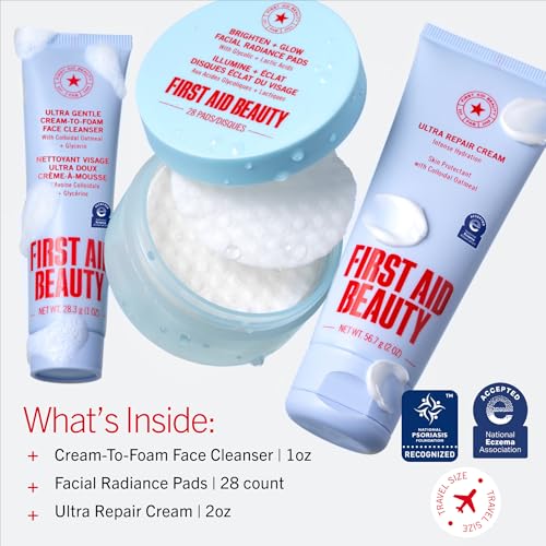 First Aid Beauty Sensitive Skin Skincare Routine Set, 3-Piece - Product Imagery