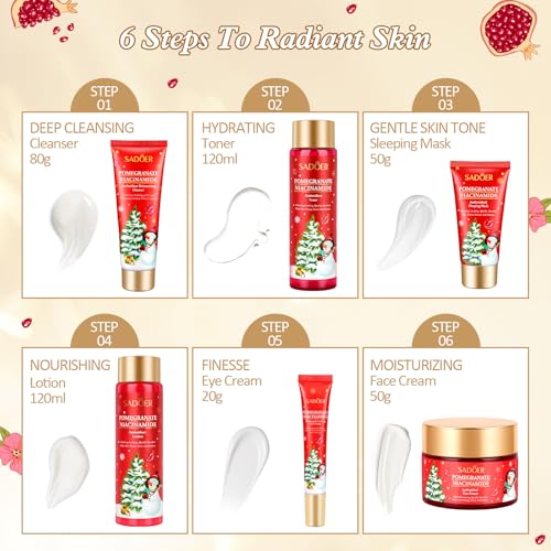 Gifts for Women 6 Pcs Skin Care Set Pomegranate Moisturize - Product Imagery