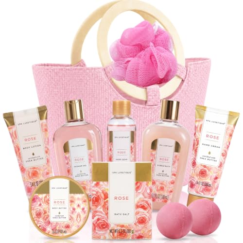 Spa Luxetique Rose 10pc Gift Baskets for Women Spa Gifts Set – Light Rose