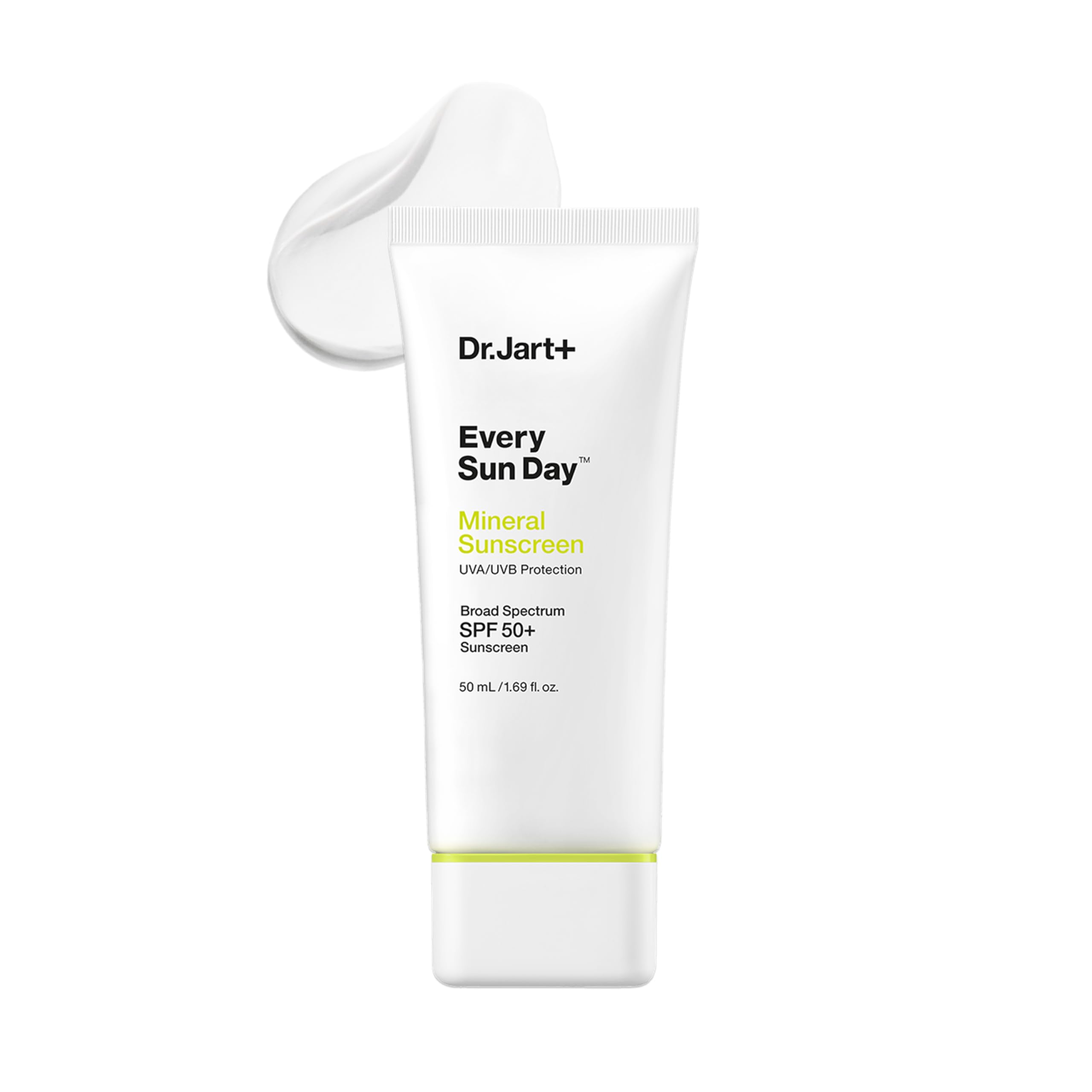 Dr.Jart+ Every Sun Day Mineral Sunscreen SPF 50+ with zinc oxide in travel size, suitable for face and Korean skincare.
