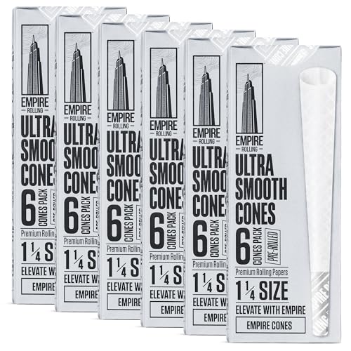 Premium Ultra Smooth Pre-Rolled Cones, White, 1.25", Unbleached - Product Imagery