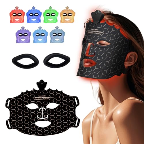 Facego Red Light Mask for Face - 7 Colors Cordless Silicone Face Mask, Facial Mask Skincare at Home, Skin Care Mask Suit