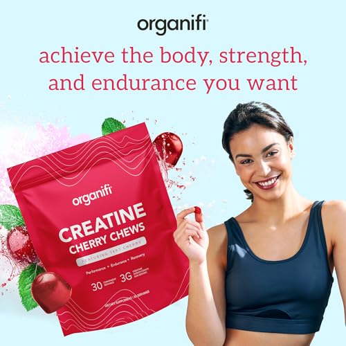 Organifi Creatine Chews - Premium Cherry Chews to Perform, Look, - Product Imagery