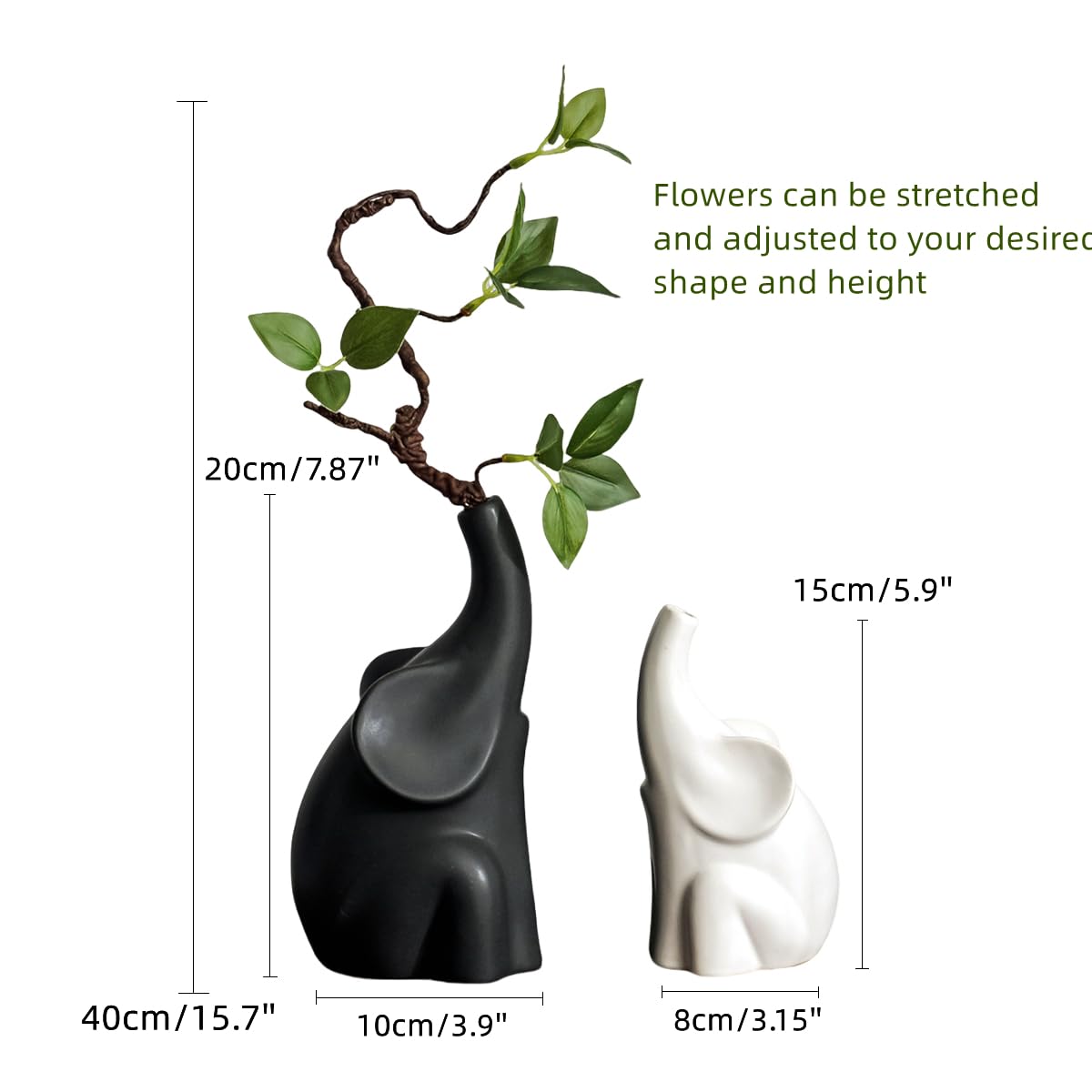 GZDDYUMYJX Loving Pair of Elephants,with Flower,Modern Ceramic Decor Statue,Good Luck Elephant,for Bookshelf Living Room