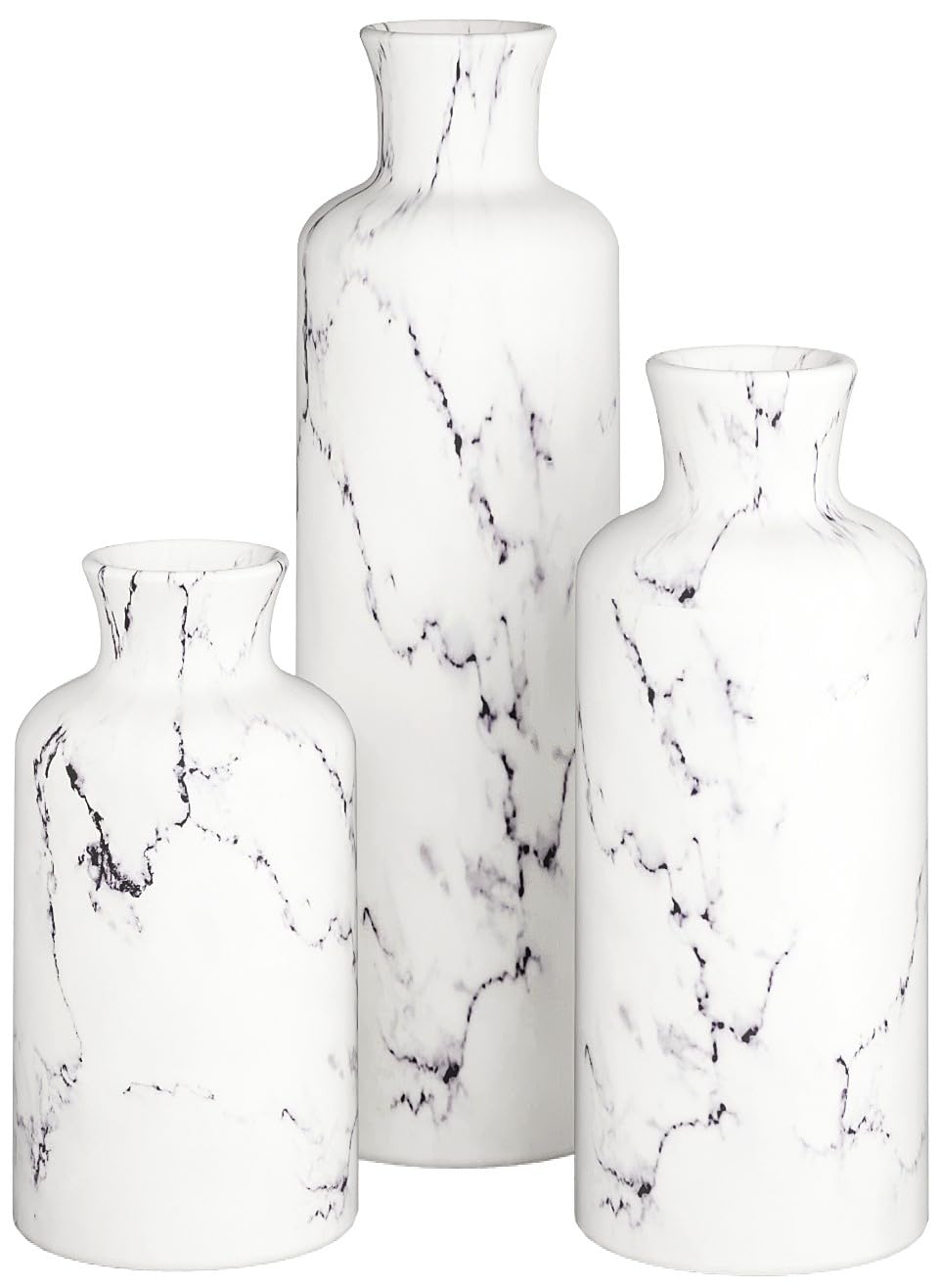 Creative Scents White Marble Look Vases Home Decor - Vase Set of 3 - Perfect for Holding Pampas Grass, Dried/Fresh Flowe