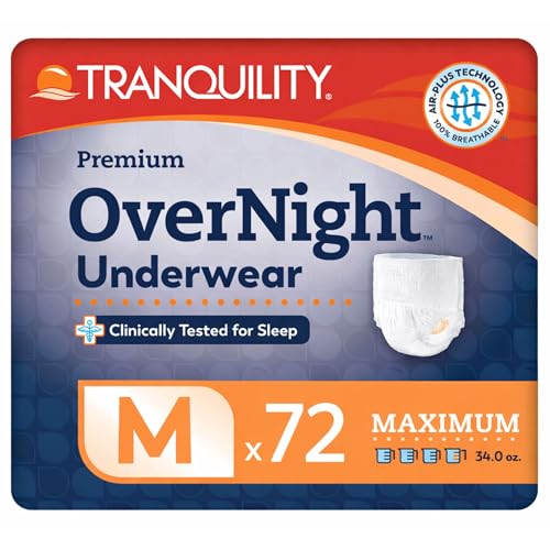 Tranquility Overnight Absorbent Underwear, M, Maximum, 48 in, 72 - Product Imagery