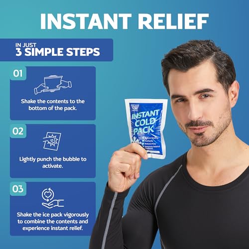 50 Pack Instant Ice Packs for Injuries, Disposable First Aid - Product Imagery