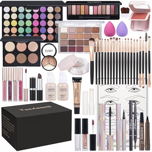 TooAemiS All in One Makeup Kit Makeup Kit for Women Full Kit Multipurpose Makeup ，eyeshadow、 liquid foundation,Loose pow