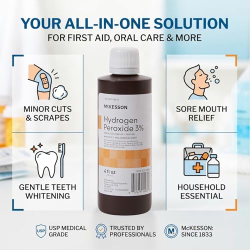 McKesson Hydrogen Peroxide 3%, 4 oz [Pack of 1] Topical Solution - Product Imagery