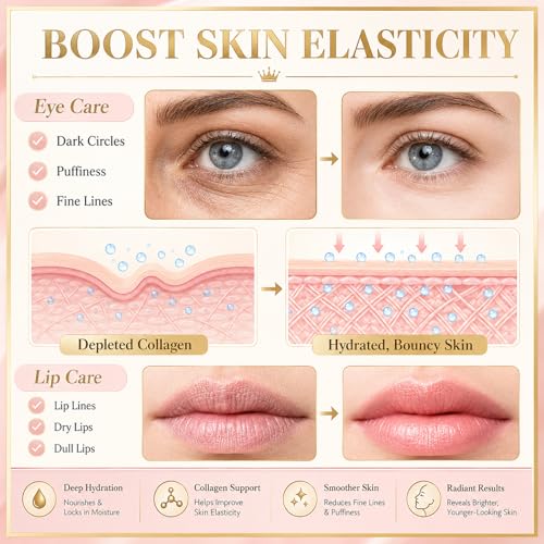 30 Pairs Eye Masks & Lip Masks, 24K Gold Under Eye Patches for - Product Imagery