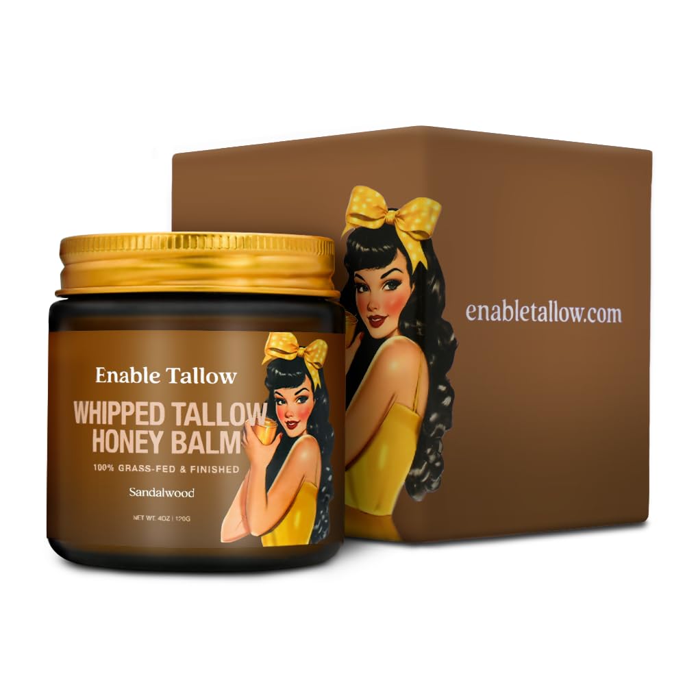 Enable Tallow Face & Body Cream – Whipped Beef Tallow & Manuka Honey Balm for Dry Skin, Eczema & Sensitive Skin – Natura