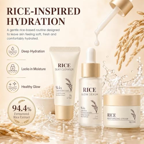 17PCS Korean Skin Care Set, Rice Skincare Set for Women, Kids - Product Imagery