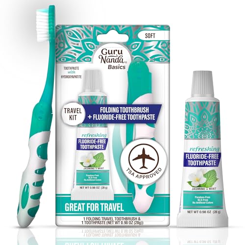 GuruNanda Folding Travel Toothbrush with Hydroxyapatite - Product Imagery