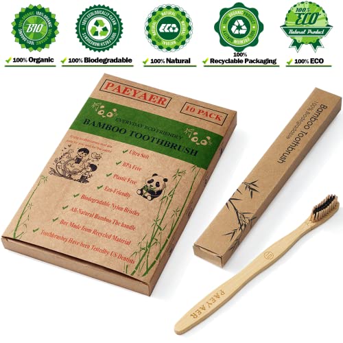 20 Count Bamboo Toothbrushes (Soft+Medium), Natural Wood - Product Imagery