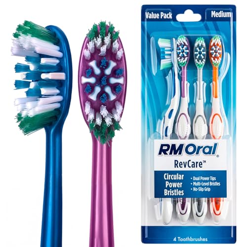 RM Oral RevCare Toothbrushes, Medium - 4 Count - Product Imagery